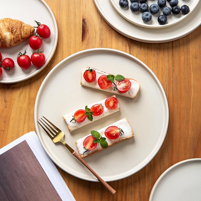 AmorArc Stoneware Dinnerware Sets for 4,Reactive Ceramic Plates and Bowls Set,Highly Chip and Crack Resistant | Dishwasher & Microwave Safe | Round Dishes Set Service for 4 (12pc)