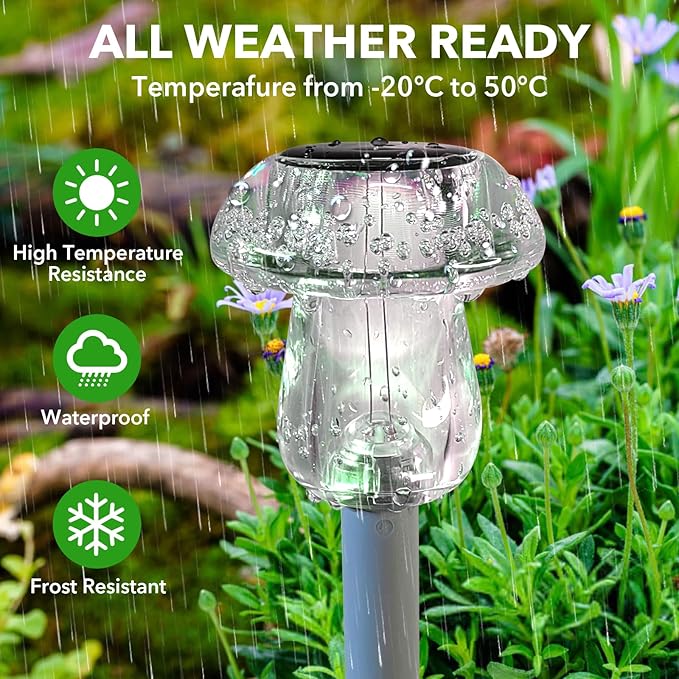 Solar Lights Outdoor, 16 Pack Mushroom Lights Outside Waterproof, Solar Powered LED Lighting for Garden, Yard, Landscape, Path, Pathway, Lawn, Walkway, Driveway, Backyard Decor (Color Changing)