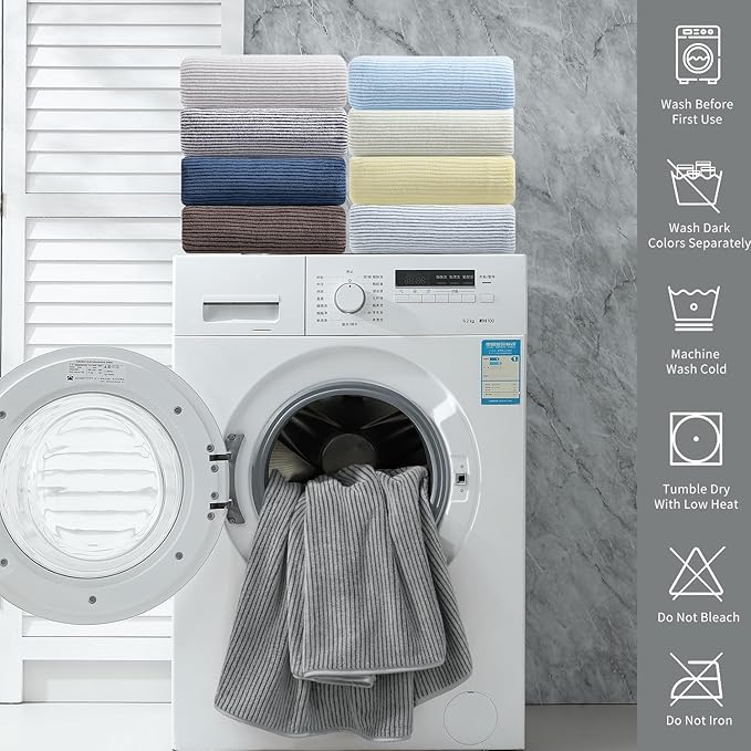 8-Piece Premium Towel Set for Bathroom|2 Oversized Large Bath Sheet,2 Hand Towels,4 Washcloths|Soft Cozy Highly Absorbent Fast Dry Microfiber Towel Set for Hotel,Bathroom Essentials,Dark Grey