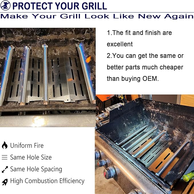 Grill Burner Tube 19.5 Inch Replacement for Weber Genesis 300 Series, Genesis E310 E320 E330 S310 S320 S330 Gas Grills, 62752 LP 3 Burners Tube Set Fits Up Front Control