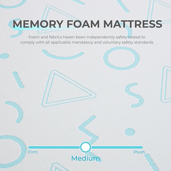 MLILY 7 Inch Queen Mattress for Kids, Memory Foam Bunk Bed Mattress, Made in The USA of US Foam and Global Materials, CertiPUR-US Certified, Medium Firm Trundle, Blue