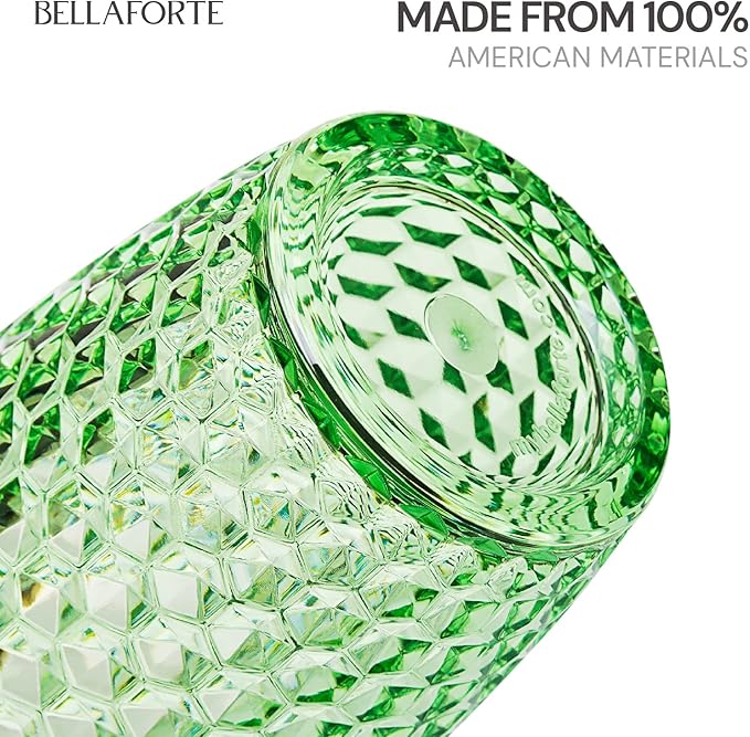 BELLAFORTE Shatterproof Tritan Plastic Tall Tumbler, 19oz Drinking Glasses Set of 4 - Laguna Beach Unbreakable Outdoor Drinkware for Party, Poolside, Indoor Use - Dishwasher Safe, BPA Free - Green