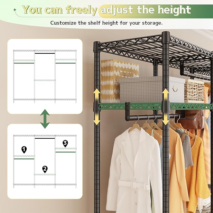 Raybee Heavy Duty Clothes Rack with Cover 800 LBS Clothing Racks for Hanging Clothes for Bedroom 56" Wx 16" Dx75.5 H