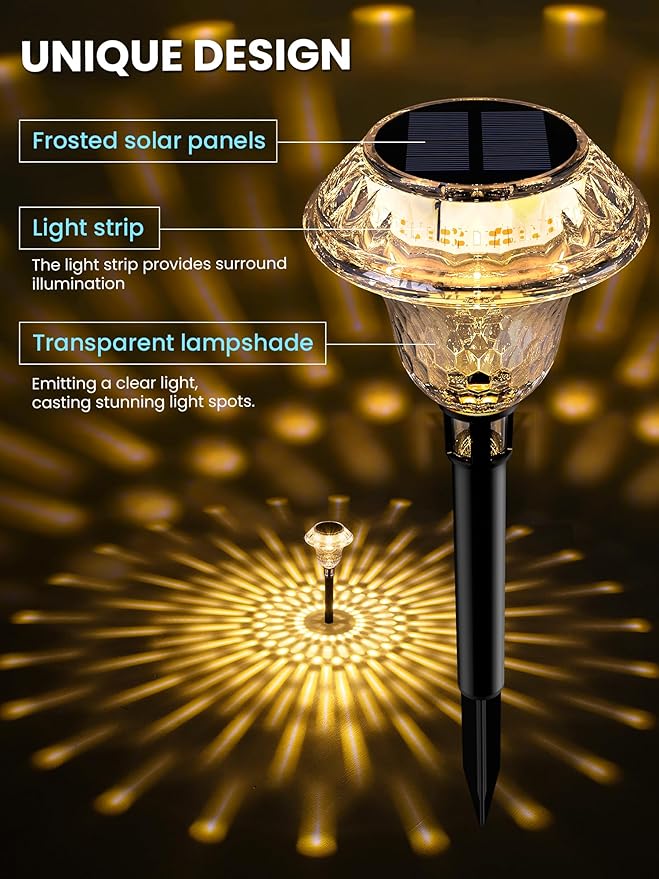 SOLPEX Solar Pathway Lights Garden Decor for Yard, Garden Lights Solar Powered Waterproof Landscape Lighting, Solar Outdoor Lights Porch Decor for Path Walkway Driveway (6 Pack Warm White)