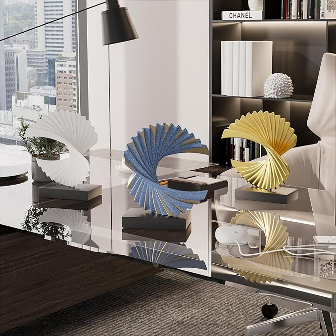 Ocean Wave Sculpture Modern Funky Decor Wave Sea Ornament, Resin Statue Home Decor Abstract Statues Office Desk Decor Shelf Decor Accents for Men(Dark Blue)