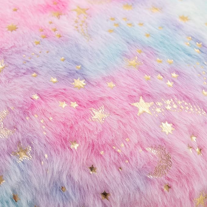 Cute Fuzzy Kids Chair for Teenage Girls - Rolling Study Desk & Computer Task Chair with Adjustable Heart Shaped Reading Vanity Seat, Colorful