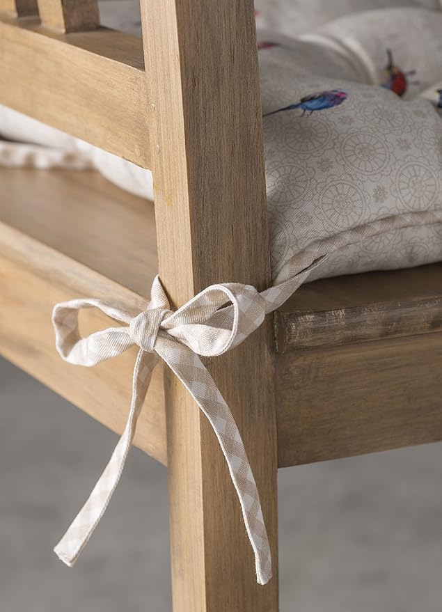 Maison d' Hermine Chair Pads for Dining Chairs Cotton Outer Fabric and Poly Filling 16"x16" Patio Seat Cushions for Furniture with Ties Home Chair Party Hall Farmhouse (Birdies On Wire, Pack of 2)