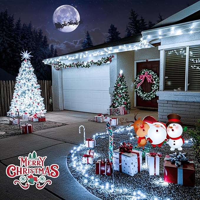 JMEXSUSS 150 LED White Christmas Lights Indoor Outdoor Waterproof, 59 Ft Connectable White String Lights Plug in, 8 Modes Twinkle Fairy Light for Bedroom Room Party Christmas Tree Decor