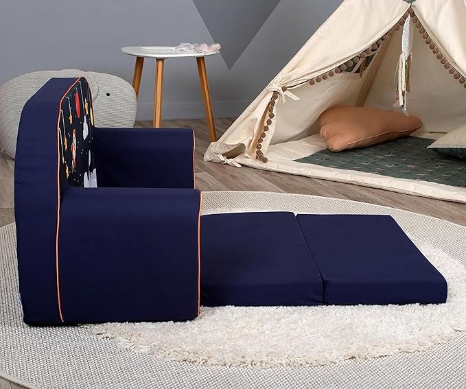 Delsit Kids Couch for Toddlers - 2 in 1 Convertible Foam Sofa to Lounger, Comfy Flip Out Lounge Chair for Children, Made in Europe