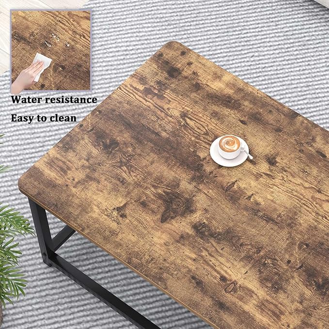 EXCEFUR Modern Coffee Table, Rustic Wood and Metal Living Room Table with Storage Shelf, Industrial Brown, 47 Inch