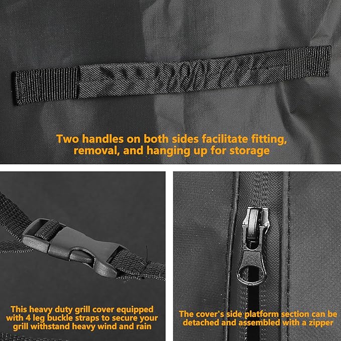 Outdoor Heavy Duty 600D Waterproof Pellet Grill Cover Compatible with Traeger Woodridge Pro and Elite Grill, BAC776 Full-Length All Weather Grill Cover Accessory (Woodridge Pro/Elite)