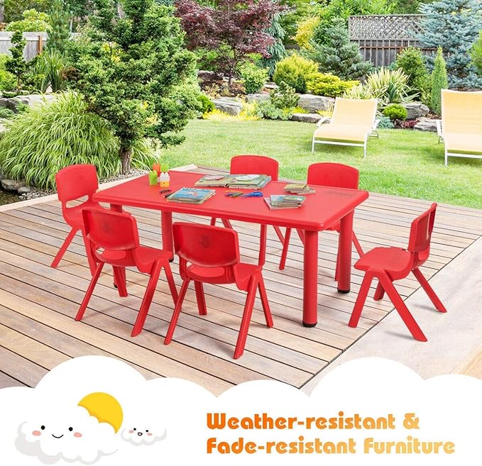 Costzon Plastic Stackable School Chairs, 6 Pack, Kids Learning Chairs with 11 inch Seat Height, Carrying Handle, Waterproof Children Chairs for Playrooms, Schools, Daycares and Home (6 Pack, Red)