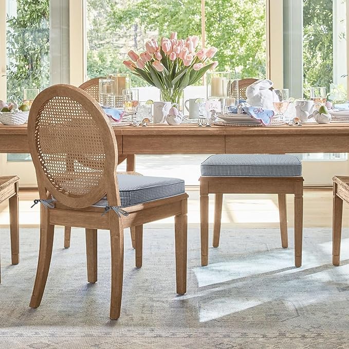 Outdoor Round Corner Seat Cushion, 17"x16"x2", Set of 4, Non Slip Seat Cushion Pads with Removable Cover for Patio Furniture, Garden Yard Lawn, Black White Mini Check