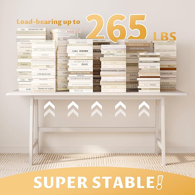 IOTXY Solid Wood Writing Table - 48" W x 24" D Minimalist Computer Desk for Home Office, Work, Study, Creativity, and PC Workstation, White