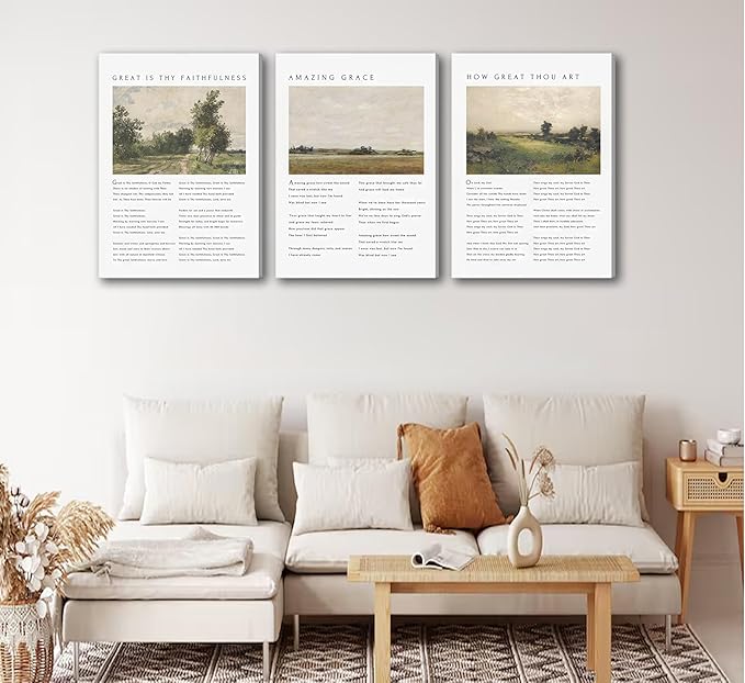 Christian Bible Canvas Wall Art How Great Thou Art Hymn Verse Painting Picture Wall Decor Vintage Scripture Religious Faith Poster Print for Living Room Bedroom Church Scene Home Decorate
