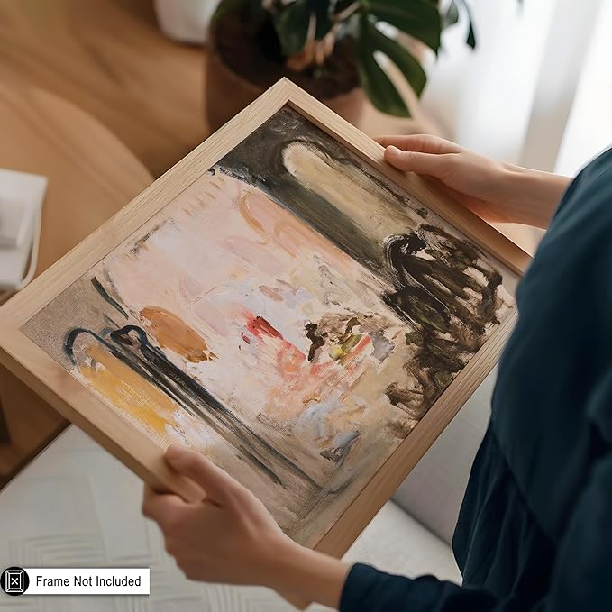 Poster Master Vintage Abstract Print - Retro City Landscape Poster - Modern Art - Moody Painting - Farmhouse Wall Design - Aesthetic Art - Great Living Room or Office Decor - 11x14 UNFRAMED Wall Art