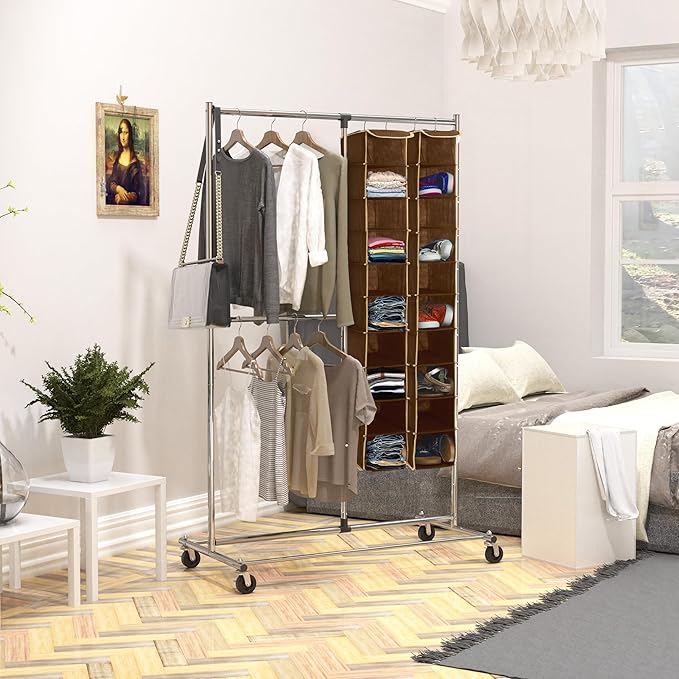 Simple Houseware 10 Shelves Hanging Shoes Organizer Holder for Closet, Brown