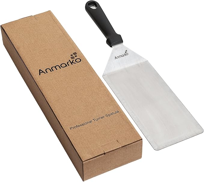 Big Metal Griddle Spatula - Grill spatula 4 x 8 in Large Burger Smasher Hamburger Turner Scraper - Pancake Flipper - Great for BBQ Grill and Flat Top Griddle - Commercial Grade