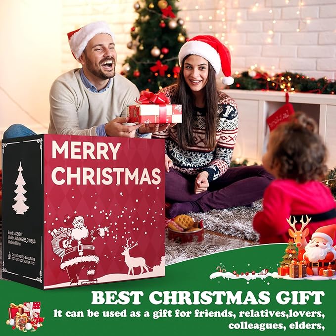 7.8Ft Christmas Inflatables Outdoor Decorations with Colorful LED Lights, Christmas Inflatables Santa Claus on Sleigh with 2 Reindeer Deer Gift Box, Blow Up Yard Decor for Indoor Xmas Party Patio Lawn