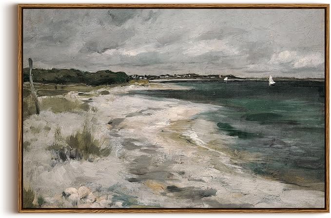 InSimSea Framed Canvas Wall Art, Large Coastal Seaside Painting Prints, Modern Farmhouse Rustic Wall Decor for Living Room Bedroom, French Country Decor, 20"x30"