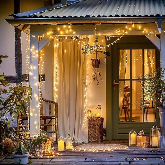 JMEXSUSS 400 LED String Lights Indoor Outdoor Waterproof, 132 ft Warm White Christmas Lights Plug in with Remote, 8 Modes Led String Lights for Outside Patio Holiday Party Bedroom Classroom Decor