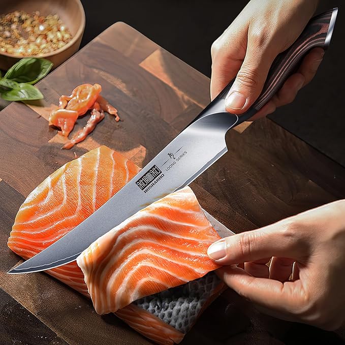 Boning Knife 6 Inch, High Carbon Stainless Steel Fillet Knife for Fish, Professional Japanese Sharp Kitchen Filleting Knives for Meat Cutting