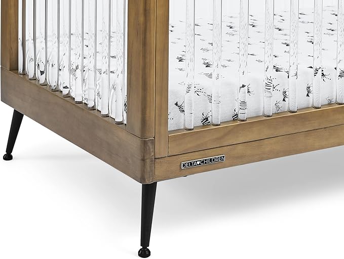 Delta Children Sloane 4-in-1 Acrylic Convertible Crib - Greenguard Gold Certified, Acorn/Matte Black