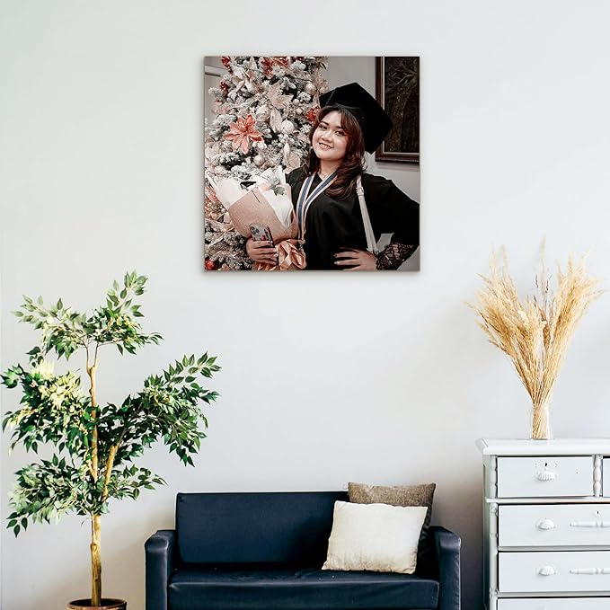 Custom Graduation Canvas Prints with Your Photos,Graduation Decorations, Personalized Graduation Canvas Wall Art Gifts Idea for Daughter, Son, Sibling or Friend (16" X 16")