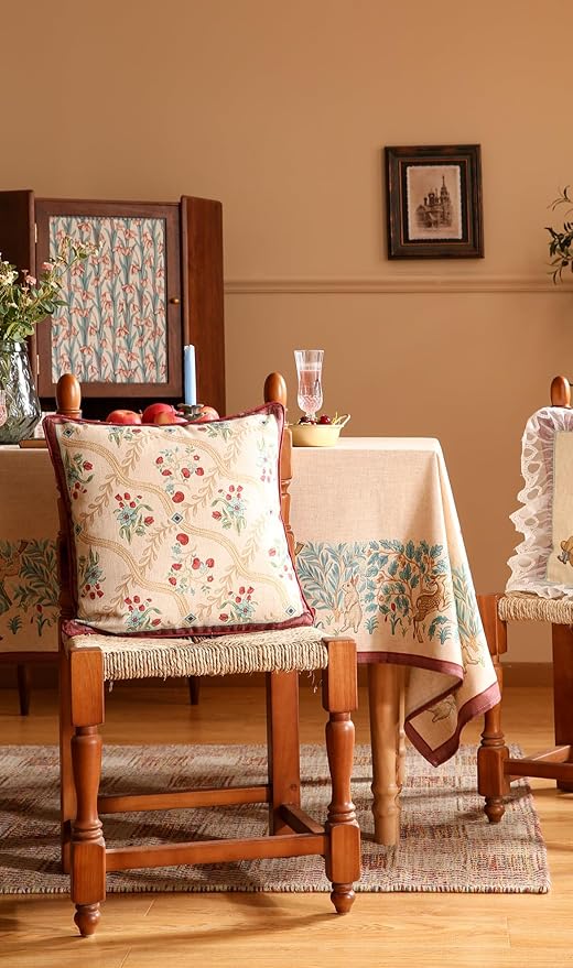 patdrea Designer Pack of 2 Square Throw Pillow Covers,Farmhouse Vintage Linen with Beige Ancient Idyll Pattern Pillows Cover,Decorative Pillowcases Cushion for Bed Living Room Outdoor Car,18"x18"