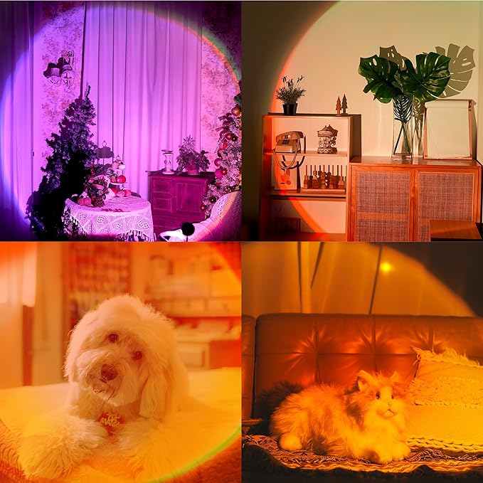 Sunset Lamp Projection, Not Only 21 Colors Sunset Lights, 180 Degree Rotation Led Light, Push Button Switch & APP Control Projector for Party Bedroom Decor
