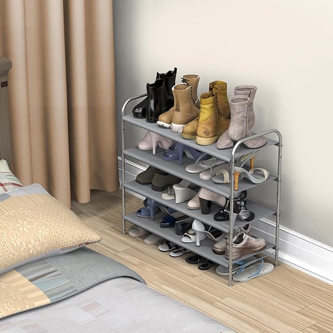 Simple Houseware 4-Tier Shoe Rack Storage Organizer 20-Pair, Grey