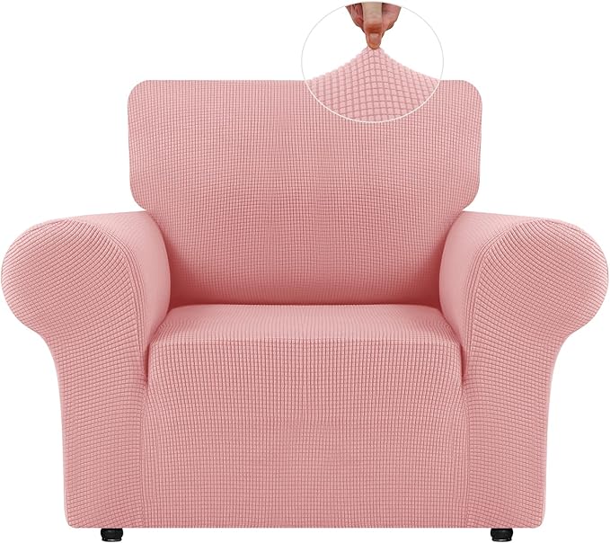 LURKA Stretch Chair Sofa Slipcovers 1 Piece Couch Covers for Sofa Furniture Protector Full Sofa Covers with Elastic Bottom for Kids and Dog (Small, Pink)