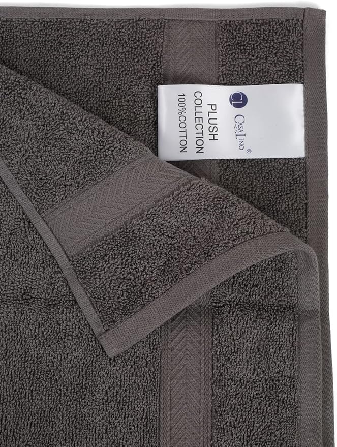 Casa Lino 4 Pack Hand Towels for Bathroom, 18"x28", 100% Cotton, Ultra Soft & Highly Absorbent, Premium Luxury Towels for Gym, Shower, Hotel, New Apartment Essentials, Charcoal