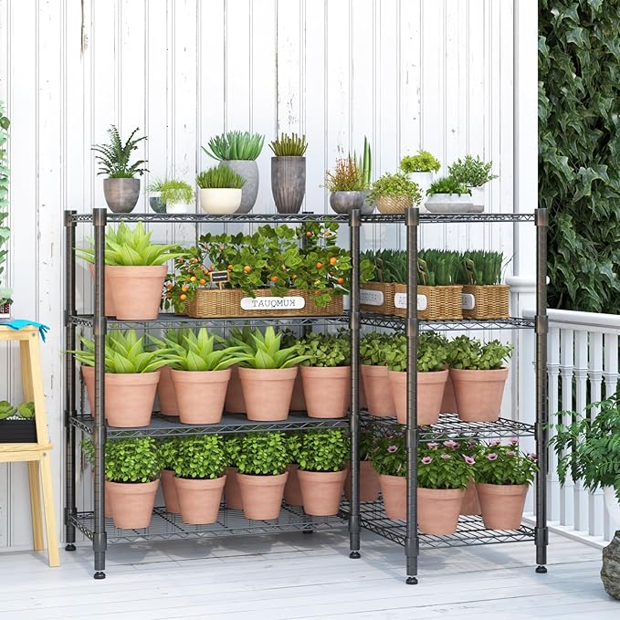 Homdox Heavy Duty Storage Shelves, 4 Tier Wire Shelving Unit, Adjustable Metal Shelves for Storage, Garage Rack Pantry Shelves Kitchen Shelving, 18"x72"x60", Black