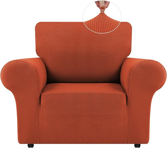 LURKA Stretch Chair Sofa Slipcovers 1 Piece Couch Covers for Sofa Furniture Protector Full Sofa Covers with Elastic Bottom for Kids and Dog (Small, Pumpkin)