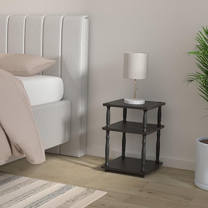 Furinno Turn-N-Tube Easy Assembly Multipurpose End Table / Side Table / Sofa Table / Nightstand, Classic Tubes, French Oak Grey/Black