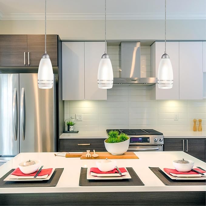 Westinghouse Lighting 6134600 Leeanne Traditional One Light Indoor Mini Pendant, Brushed Nickel Finish, Frosted Glass