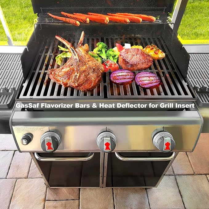 GasSaf 17.5 inch Flavorizer Bars for Weber Genesis 300 E310 E20 E330 Grill Parts, Flavor Bars 7620 7621 for Weber Genesis 300 Grills Replacement Parts(Front Knobs 2011-2016), 5-Pack Stainless Steel