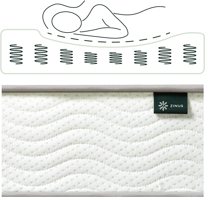 ZINUS 8 Inch Foam and Spring Mattress, Twin, CertiPUR-US Certified Foams, Mattress in A Box, White