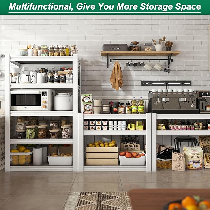 REIBII Storage Shelves 2500LBS Metal Shelving Adjustable Garage Shelving 5 Tier Metal Shelves 60" H White Shelves for Closet Kitchen Pantry 24.4''W X 16.4''D X 60''H