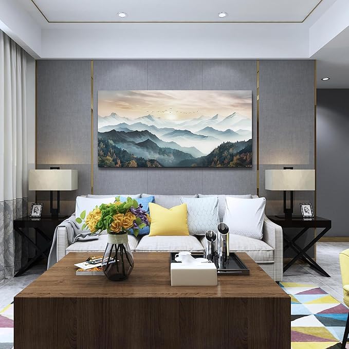 Lapremoly Canvas Wall Art For Living Room Large Wall Decor For Bedroom Office Wall Decoration Fog Forest Landscape Wall Painting Mountain Wall Prints Pictures Artwork Modern Room Home Decor 20"X40"