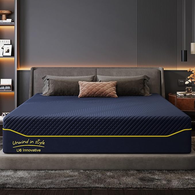 DlandHome 12Inch King Memory Foam Mattress for Back Pain,Cooling Copper Gel Bed in a Box,CertiPUR-US Certified, Therapeutic Medium Firm, 75x79x12 Blue