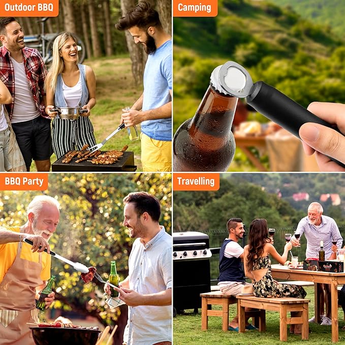 BBQ Accessories Grill Tools Set, Stainless Steel Grill Tools with 2 Squeeze Bottles, BBQ Grill Accessories Grilling Gift for Men & Women, Portable Grill Tools Utensils Kit for Camping, Kitchen