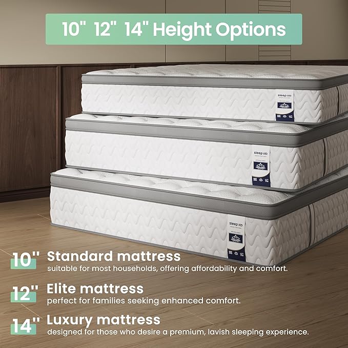 Queen Mattress 14 Inch, 5-Zone Deep Sleep Firm Mattress with Extra Lumbar & Shoulder Support, Hotel Collection Hybrid Mattresses Pain Relief - Fiberglass Free & No Odor - 365 Night Trial