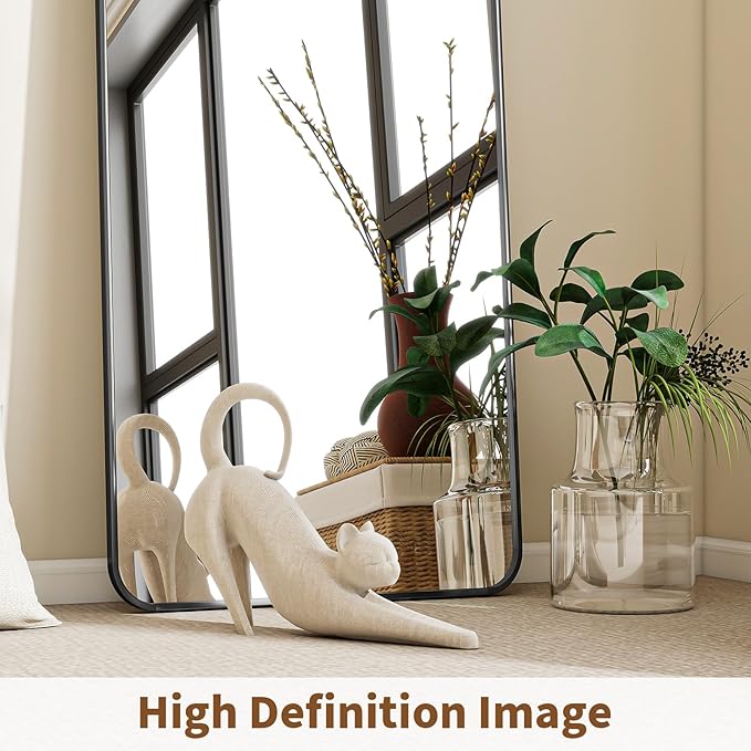 BEAUTYPEAK Black Full Length Mirror, 56"x21" Rounded Corner Floor Mirror Standing Hanging or Leaning Against Wall, Suitable for Bedroom or Dressing Room