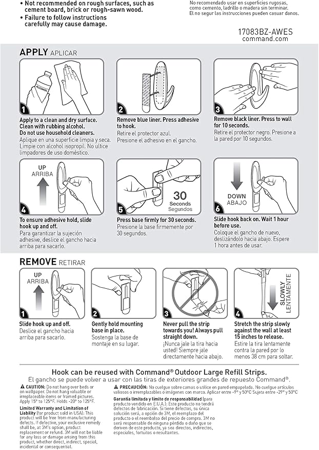 Command Outdoor Large Bronze Hooks, Holds up to 5 lb, 3 Hooks and 4 Command Strips, Damage-Free Hanging Wall Hooks for Hanging Christmas Decorations with Weather Resistant Strips