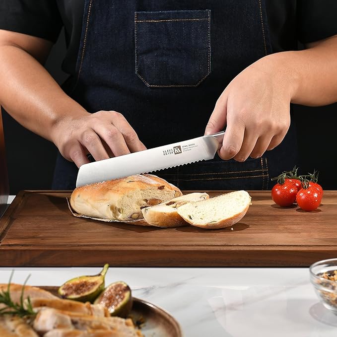 Stahl High Carbon Exclusive German Steel 8 inch Bread Knife (Black)