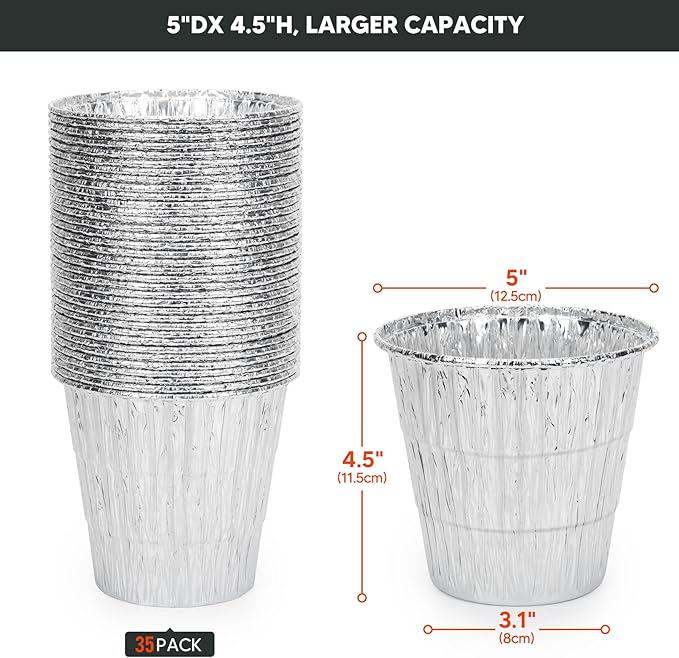 Stanbroil 35 Pack Grease Bucket Liners for Traeger Pro Series 575/780, 22/34 Series, Ironwood 650/885 Grills, 4.9" x 4.5"
