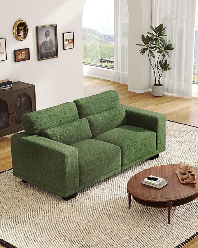 Pipishell Loveseat Couches for Living Room, 65" Modern Sofa with Deep Seats and Wide Armrests, Comfortable Love Seat Sofa with Sturdy Frame, Easy to Clean with Removable Covers,Green