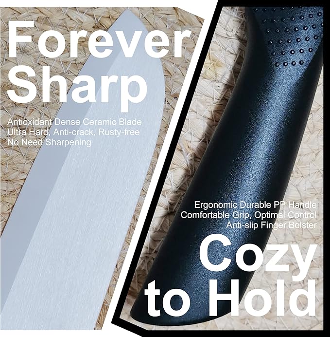 Ceramic Knife - 7 inch Chef's Santoku Knife - Sharp Ceramic Kitchen Knife with Sheath Cover